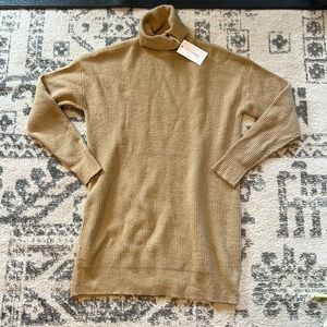 NWT Lovers and Friends Camel Turtleneck Mini Sweater Dress size Small
